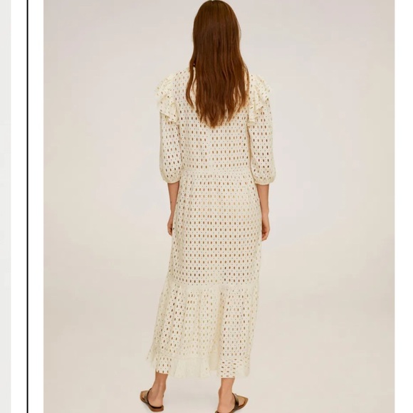 Mango Ruffled Open-Work Dress NWT - Picture 7 of 10